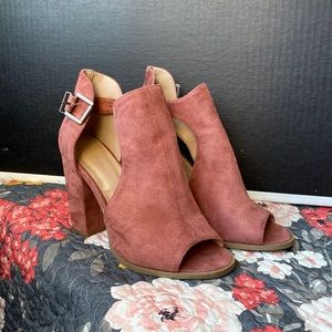 Pink/blush open toe heels